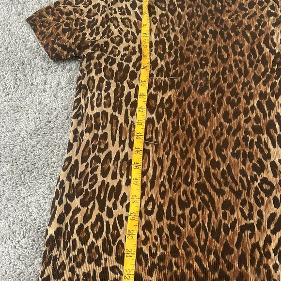 Vintage Oscar de la Renta Leopard Animal Print Short Sleeve Medium Blouse - Picture 2 of 6